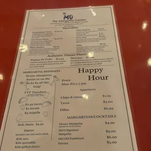 menu