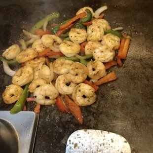 Grilled Shrimp with Sautéed Bell Peppers