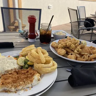 Baked Haddock, Fried seafood platter.