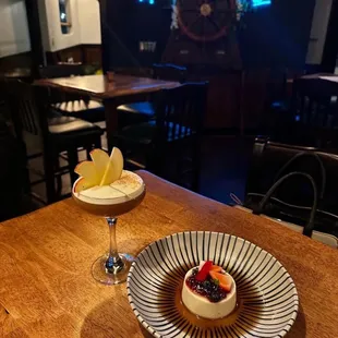 two desserts on a wooden table