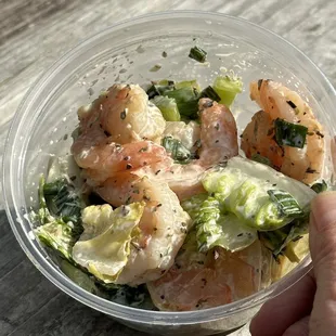 Close up shrimp salad.