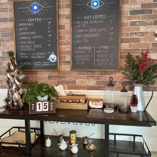 Menu &amp; coffee fixins