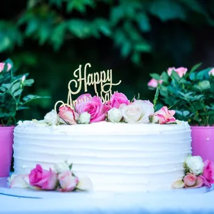 Chocolate Cake with raspberry mouse filling yum! Decorated with fresh roses