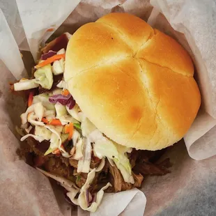 Backyard BBQ - pulled pork and slaw sandwich!