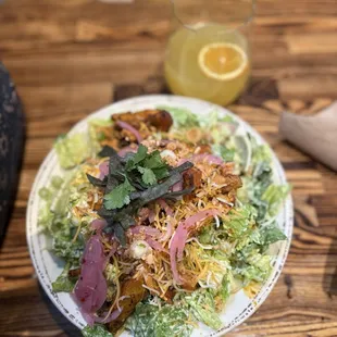 Taco salad and mimosa