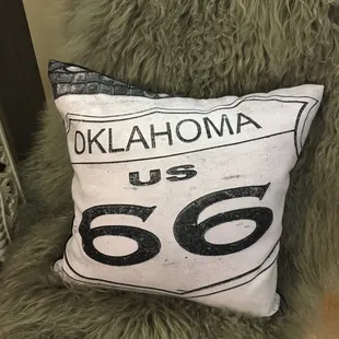Indoor/outdoor Route 66 pillow 16x16