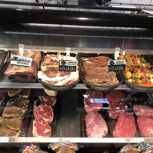 a variety of meats on display