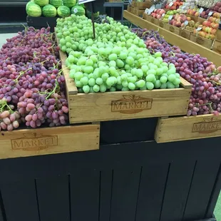 Fresh, local produce including Fresno State grapes and corn.