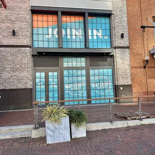 Main entrance window sign