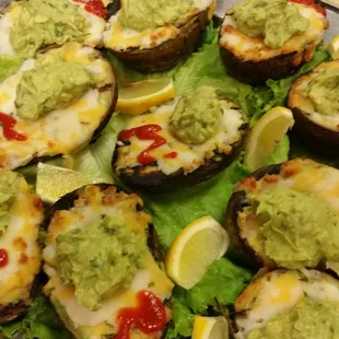 Grilled avacado with queso and guac