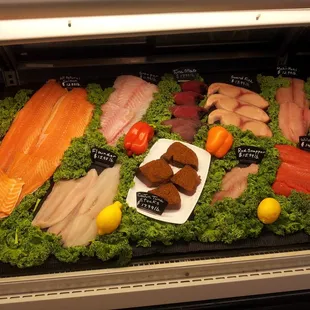 We shop for and bring in fresh caught seafood from the market daily.