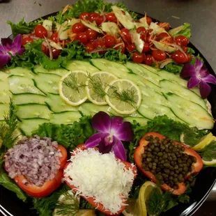 Poached salmon platter