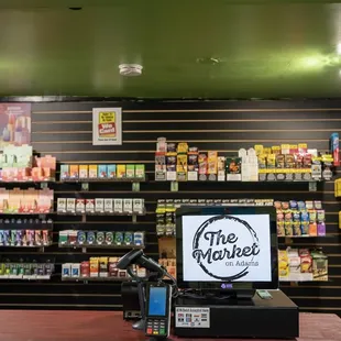 a cash register in front of the cash register
