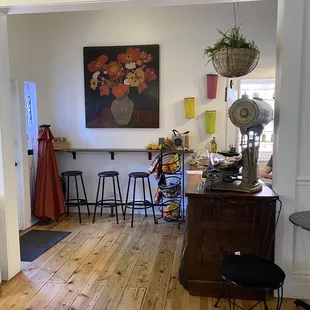 a view of the kitchen and dining room