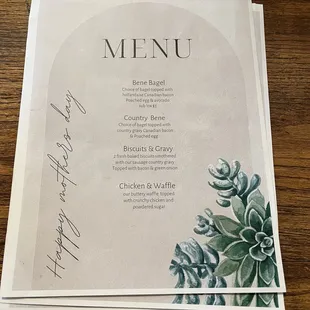 Brunch menu
