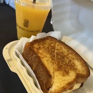 Orange juice &amp; Three Arch Bay grilled cheese