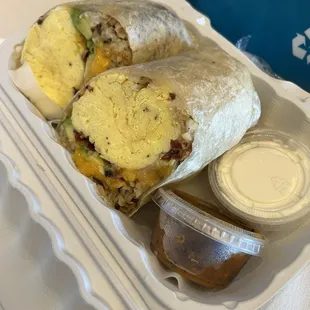 Laguna burrito with side of salsa &amp; sour cream