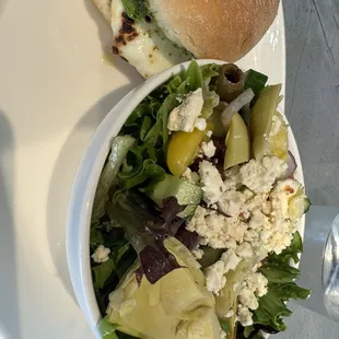 Half caprese and Mediterranean salad