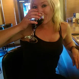 Enjoying my wine