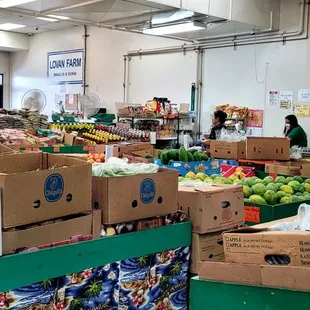 boxes of fruit and vegetables
