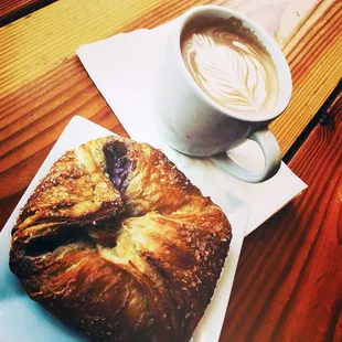 Blueberry Cream Cheese Croissant and a delicious latte.