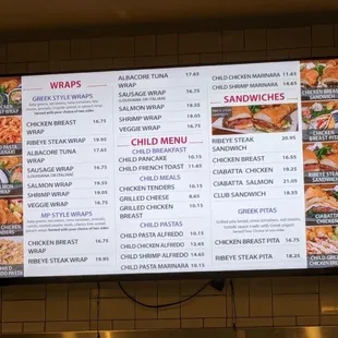 Wraps, Sandwiches, and the Kids menu