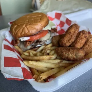California Burger with jalapeño poppers.