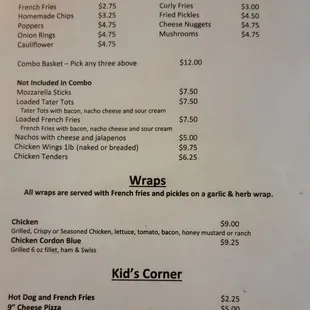 Menu as of 2/24/2023