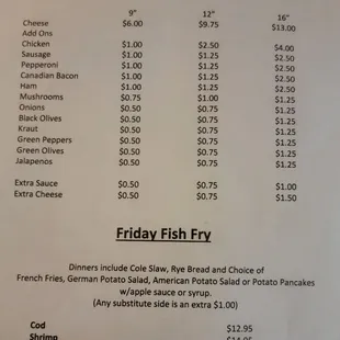 Menu as of 2/24/2023