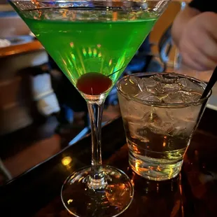 HH cocktails ~ Appletini &amp; vodka with ginger ale.