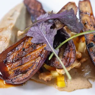 a plate of grilled eggplant