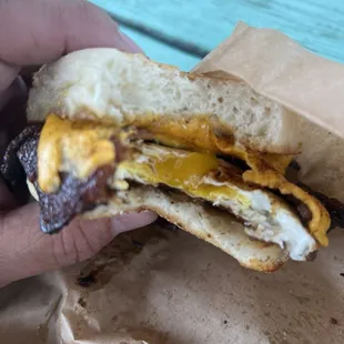 Marylander Breakfast Sandwich with Brown Sugar  Bacon.