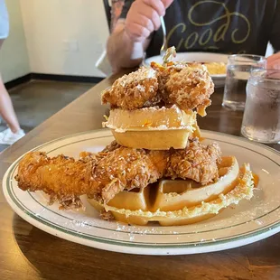 Chicken &amp; Waffles - the waffle was a tad on the dense side, but the fried chicken is awesome.