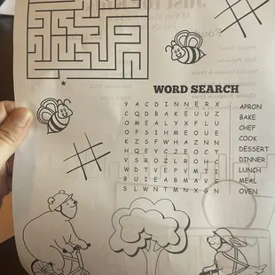 Kids menu game