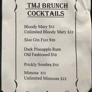 Most recent Brunch cocktails 3/23/23
