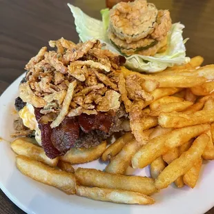 Redneck Burger with fries
