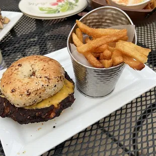 Everything bagel burger