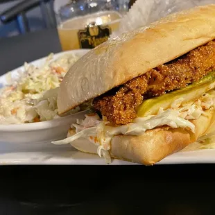 Very interesting (and delicious) take on the Nashville Hot Chicken Sandwich.  It's very juicy, so don't mind the extra bread.