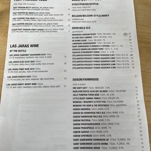 Drink menu June 2021