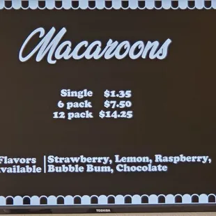 a menu for macaron