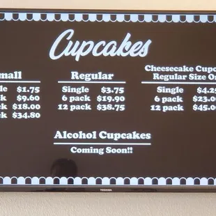 a menu on the wall