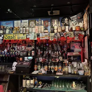 a bar filled with alcohol