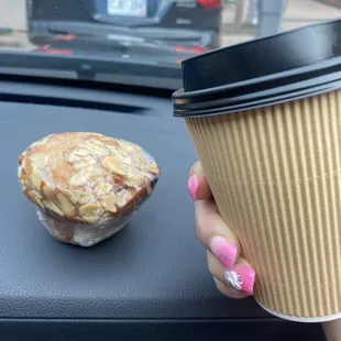 Cherry almond muffin and chai latte
