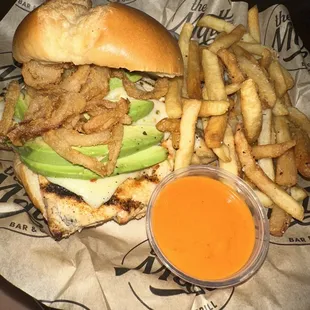 Blackened chicken sandwhich w Buffalo sauce