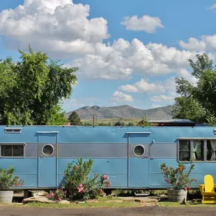 The Long Blue Trailer.  I was told they are fixing this cute trailer up so that people can also choose to stay in it.  Can't wait!