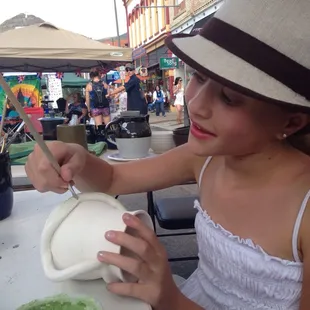 Pottery painting on a gorgeous afternoon in Salida.