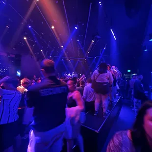 Dance floor to the right of the entrance