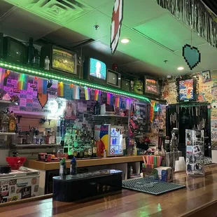a bar with neon lights