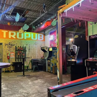 a row of arcade games