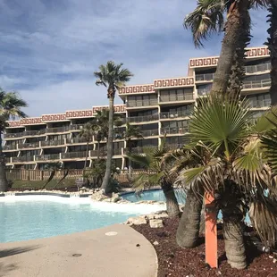 From the pool area.